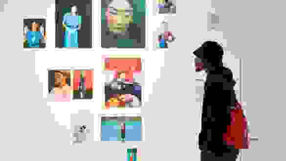 Guest viewing work at MPS Fashion Photography thesis show.