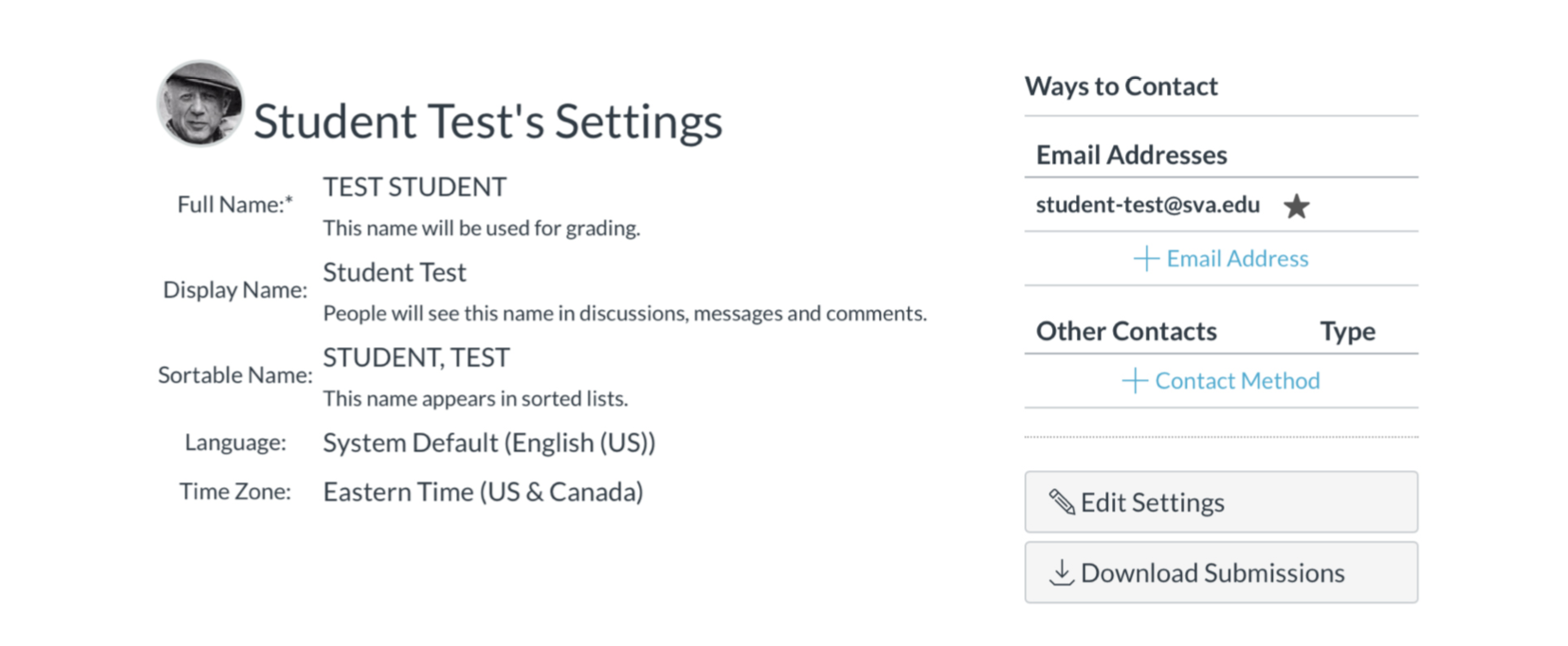 Directions for creating a Canvas profile.