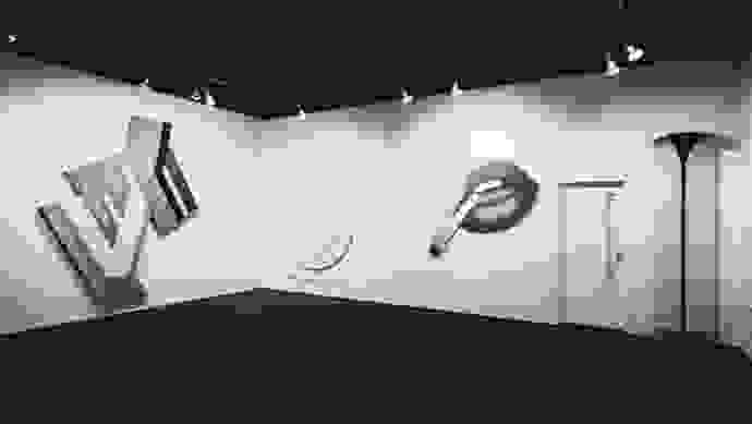 black and white archival image of an in situ exhibition from the 1970s presented by SVA Galleries
