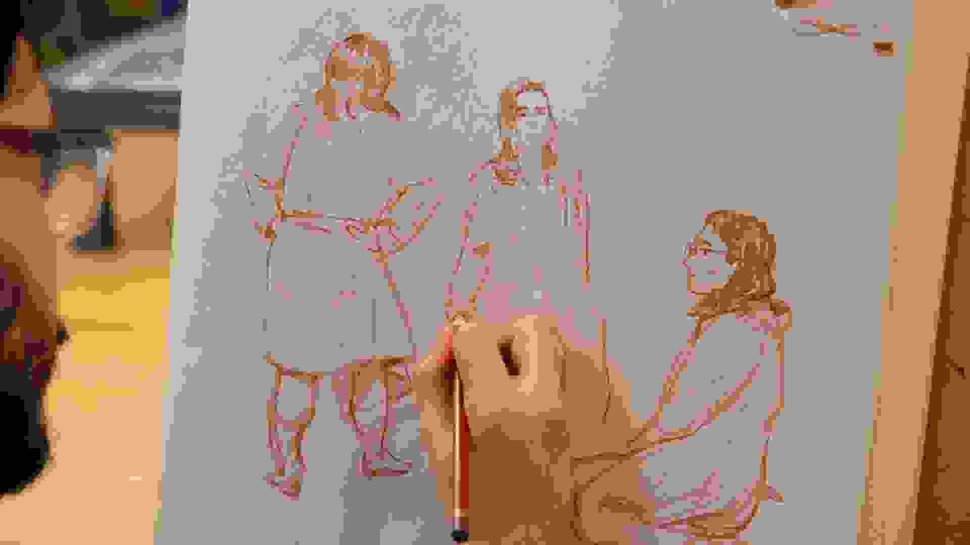 student drawing in studio