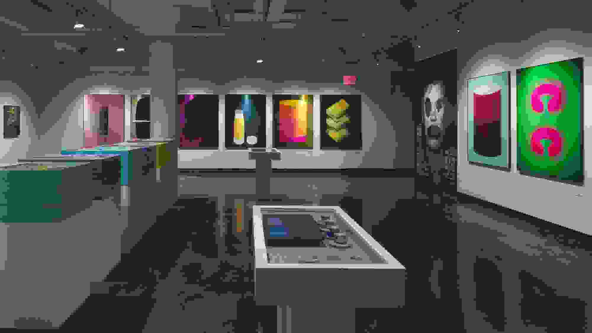 interior view of an art gallery with an exhibition in situ; this particular exhibit was SVA Masters Series: Stefan Sagmeister