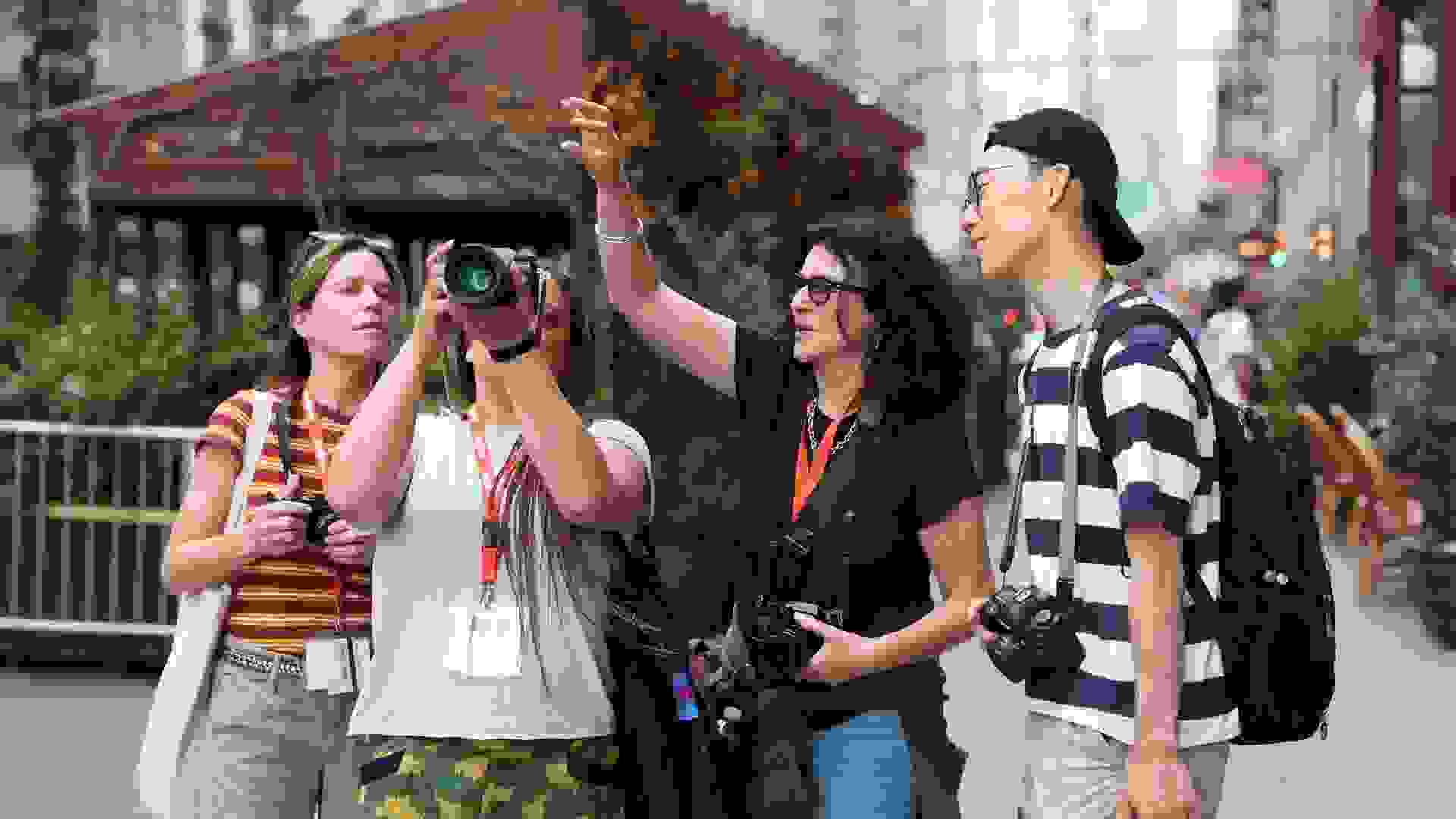 Instructor working with students