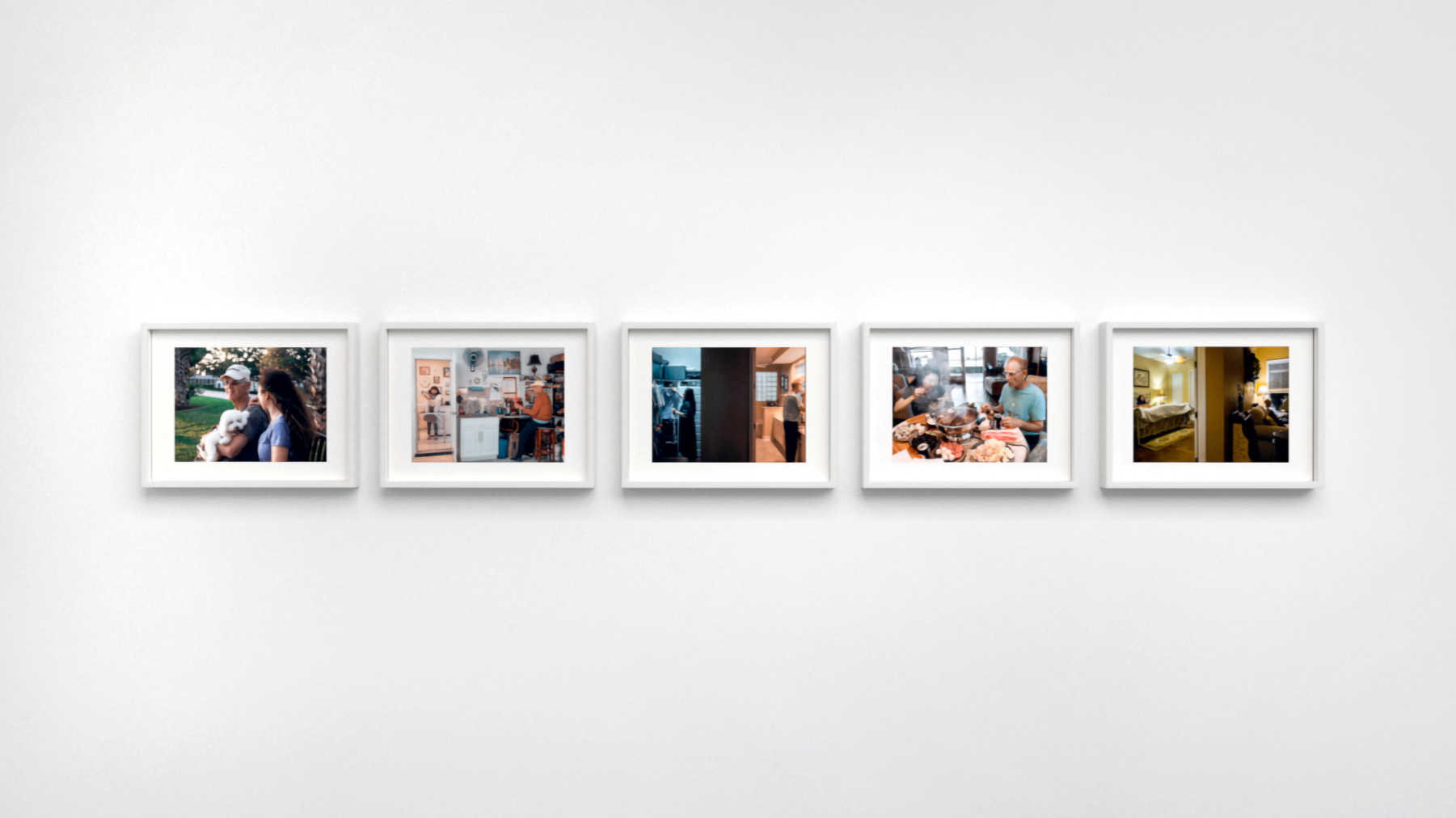 Color photographs in white frames
