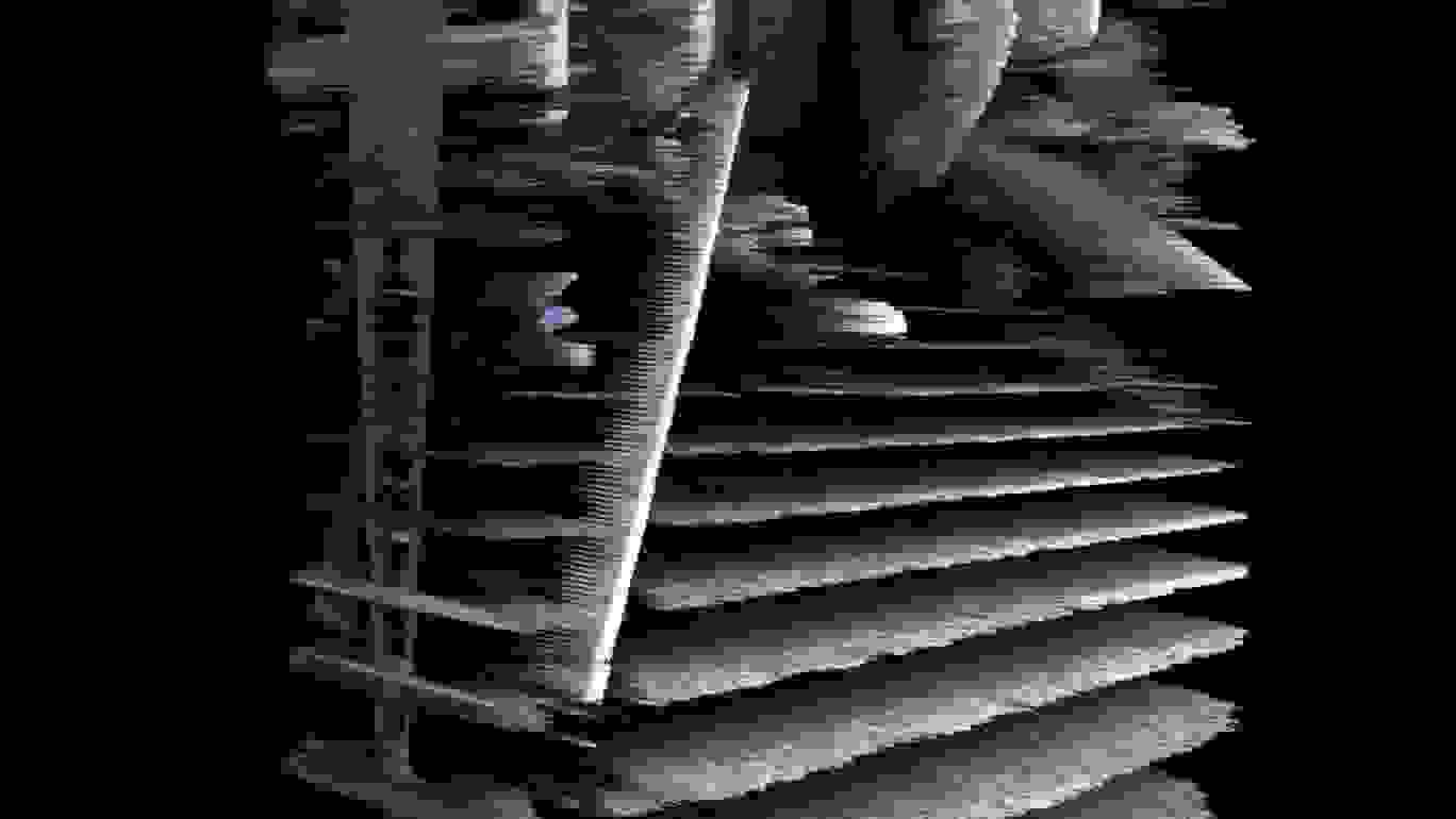 An abstract 3D rendered photograph of a set of stone steps.