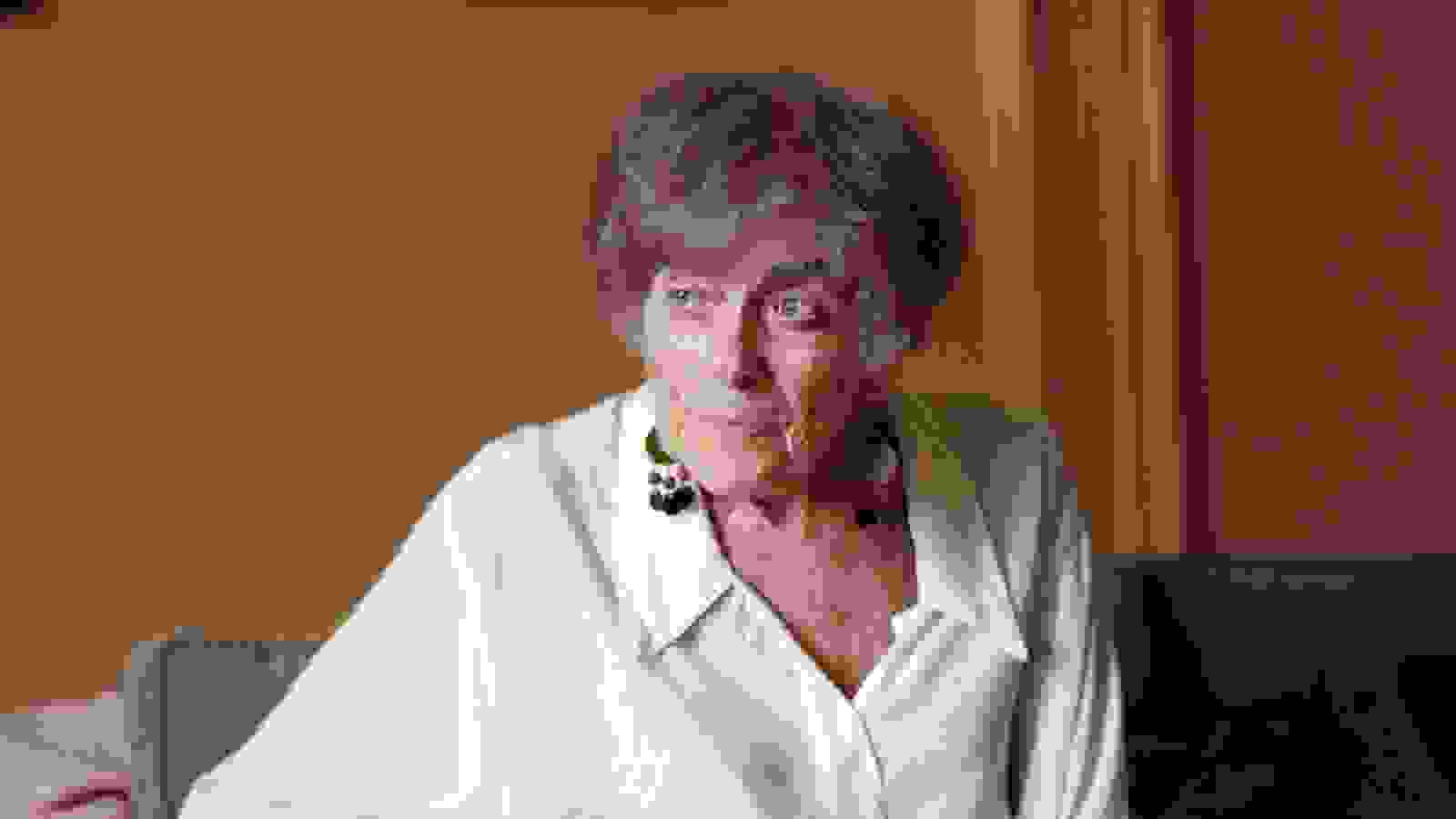Photo of Frances Fox Piven, contemplative