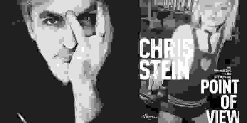 Headshot of Chris Stein; the cover of Chris Stein's book featuring a photo of Debbie Harry.