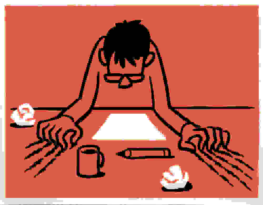 scratching blank paper
