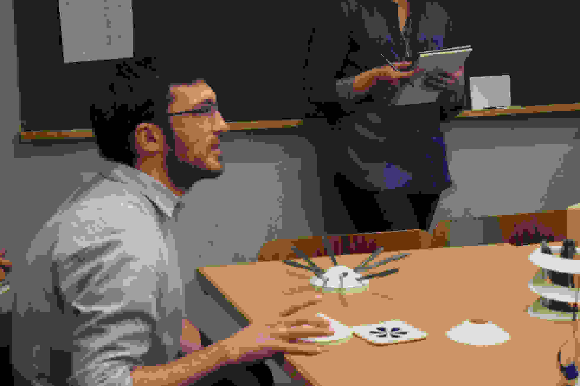 a man sitting down