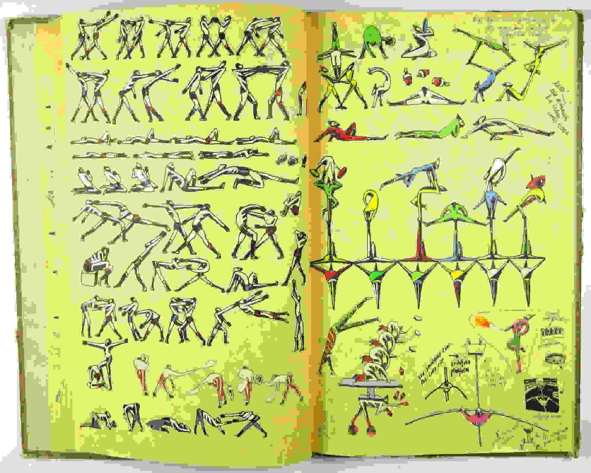 Notebook pages of an artist's unique drawings.