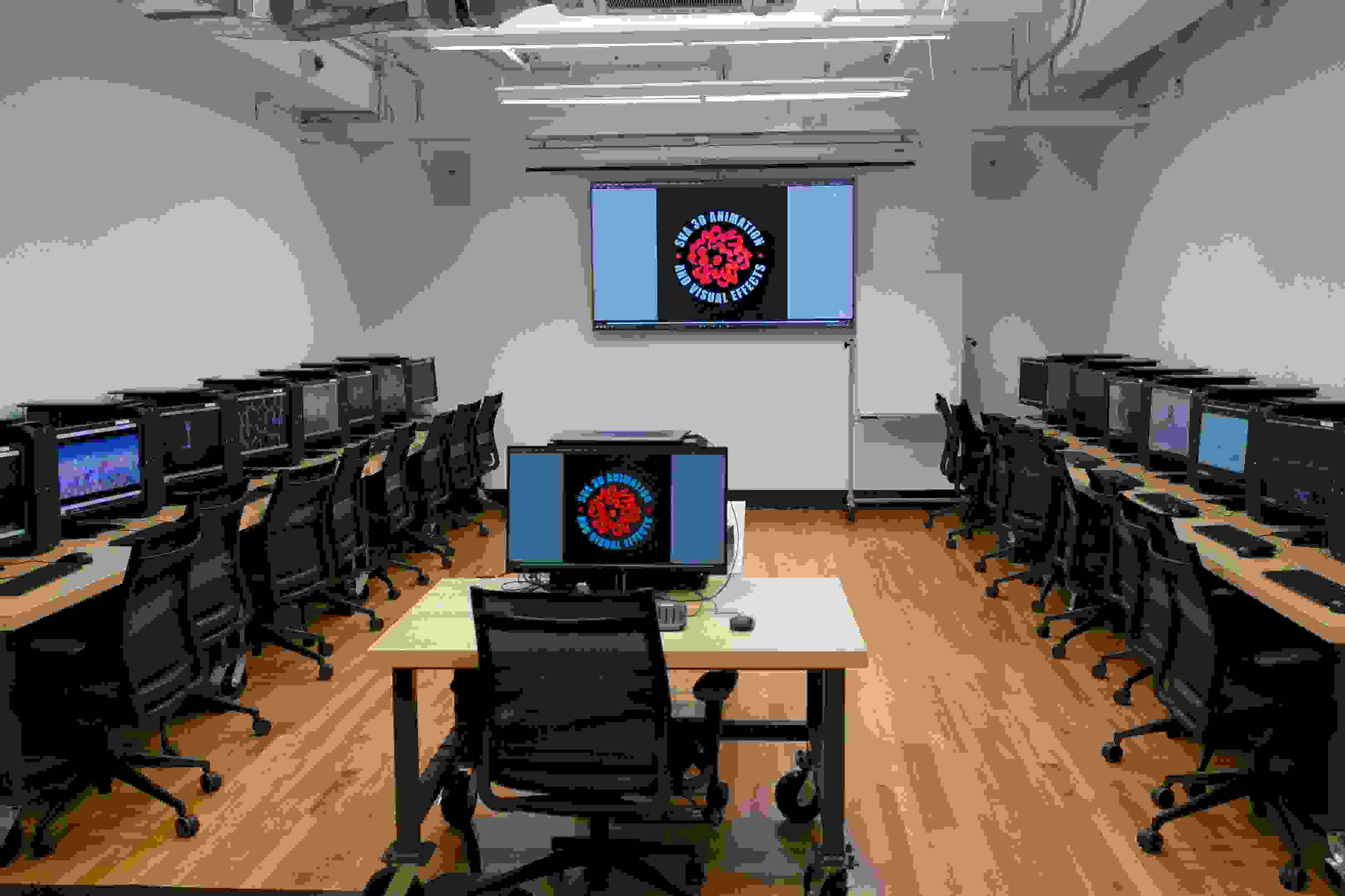 classroom of computers