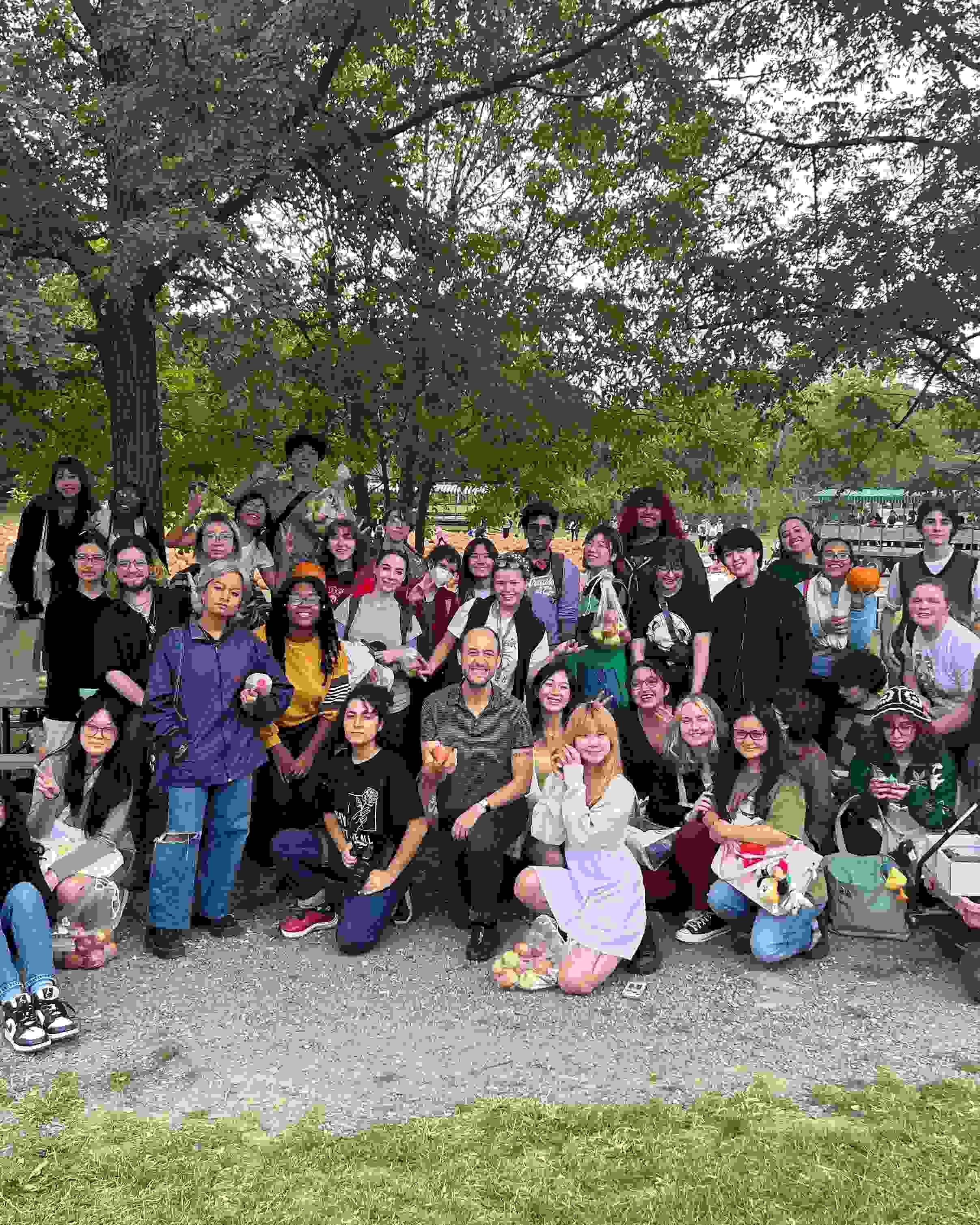 Honors apple-picking group photo outdoors