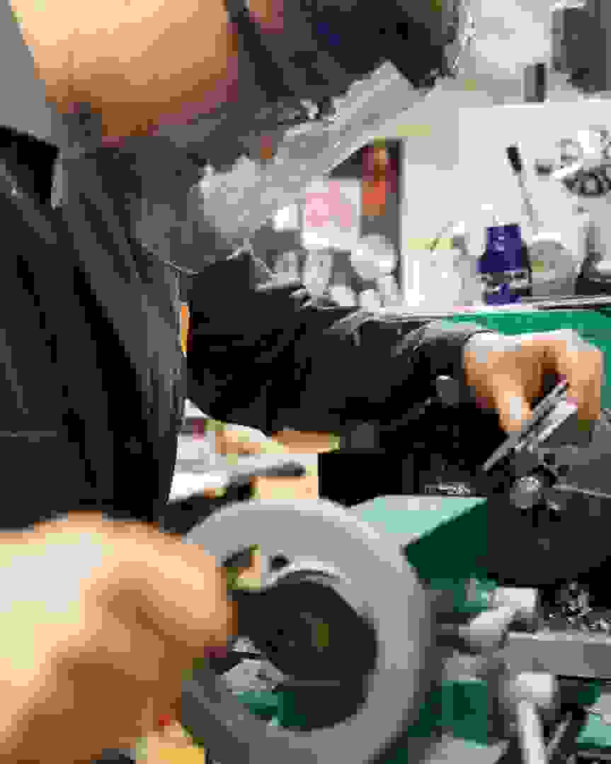 Student operating machine tool