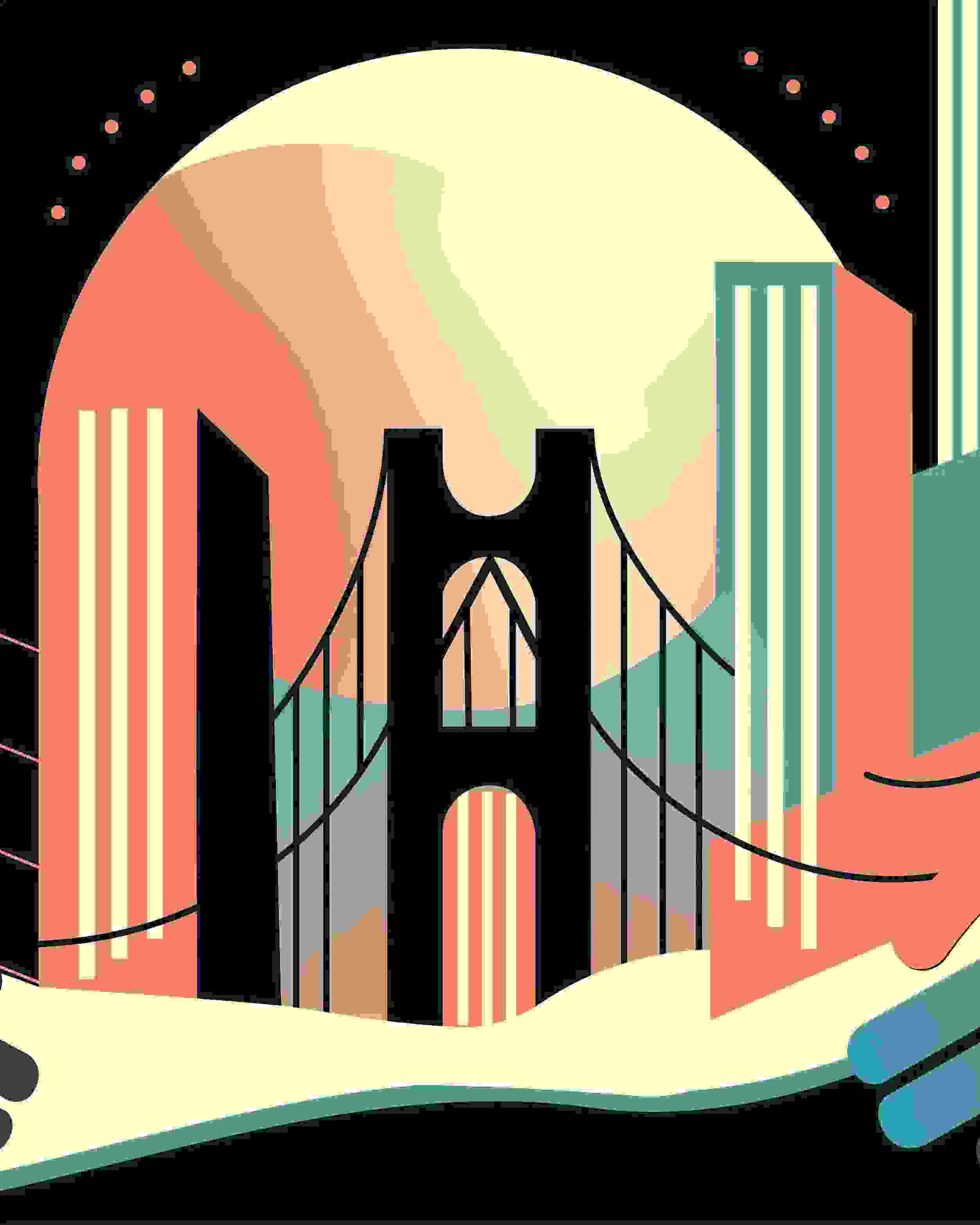 an illustration of  the williamsburg bridge