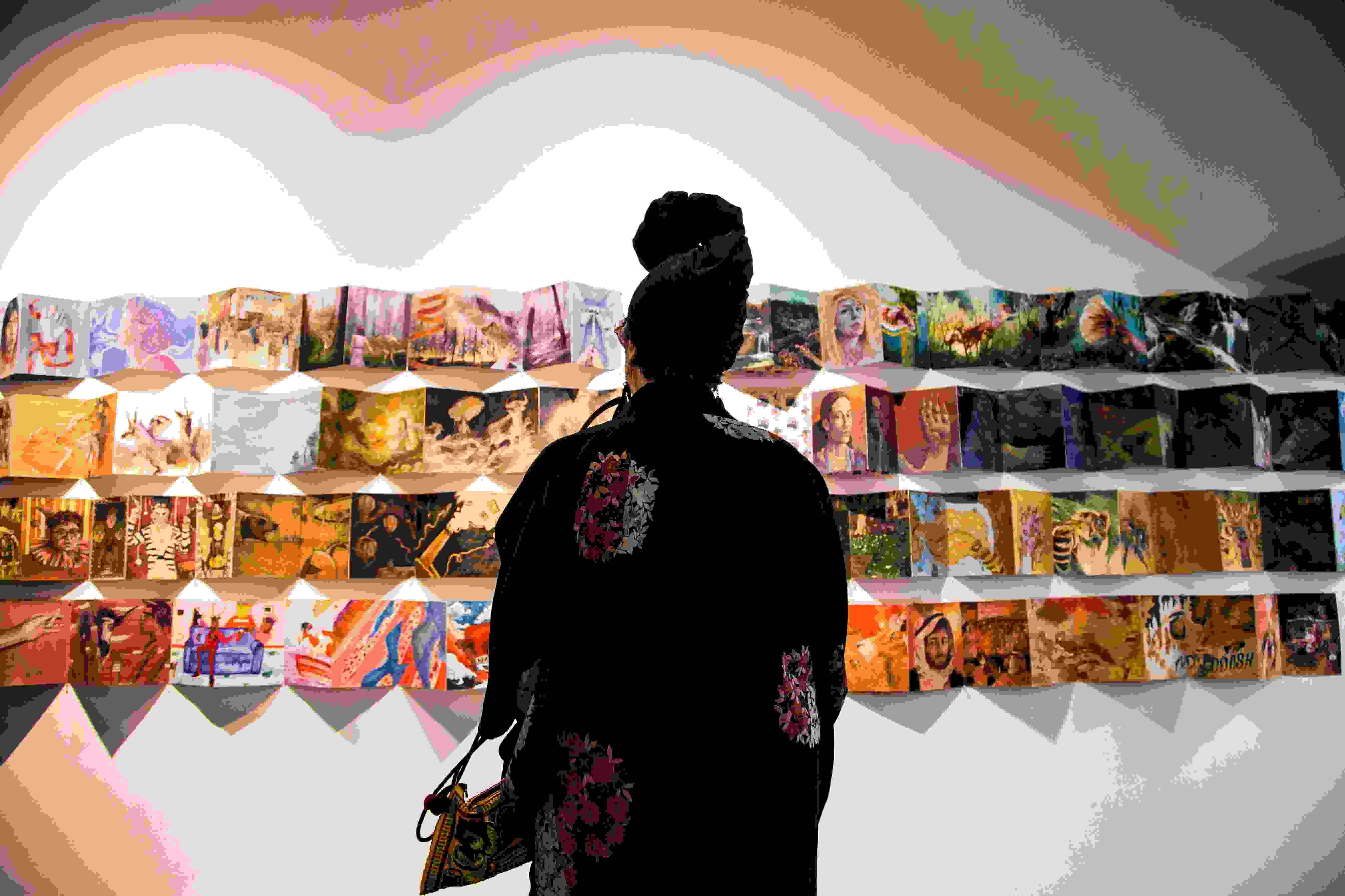 Person viewing an installation.