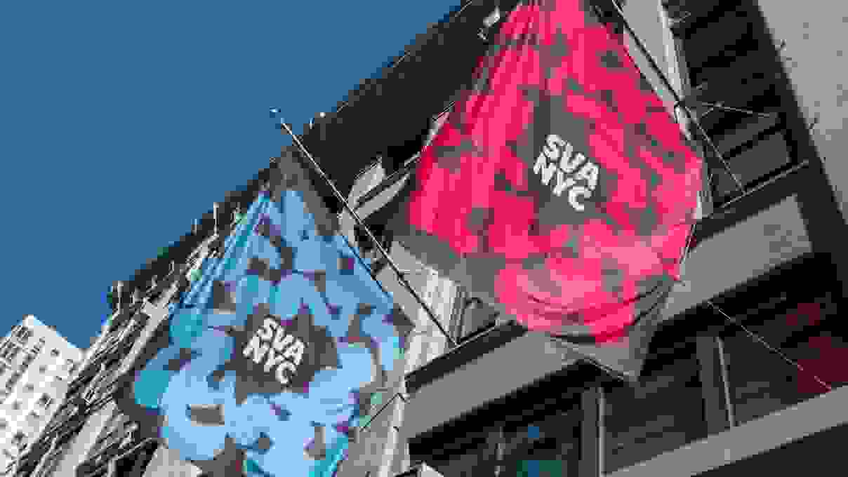 The flags of the SVA main building in New York