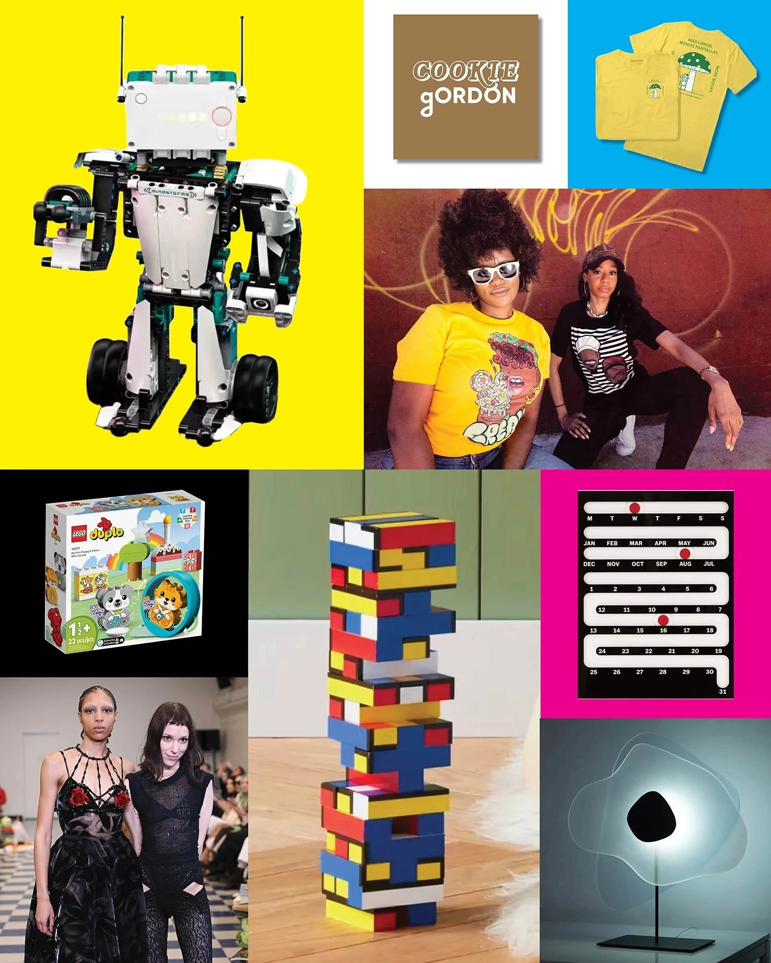 A collage of images of products from sva alumni, including games, fashion items, home decoration, and more.
