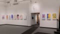 Multiple views of SVA Gramercy Gallery. Posters with illustrations are hung on the walls. 