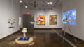 Multiple views of SVA Chelsea Gallery with sculpture, painting, installation and video. 