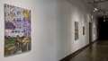 Multiple views of SVA Chelsea Gallery with colorful pantings, illustrations, photographs, and textiles hung on the walls