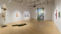 A view of the SVA Flatiron Gallery shows several works of various media, including sculptures, installations, paintings, and prints. The works appear to be inspired or influenced by nature.