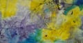 Yellow, purple and blue abstract watercolor