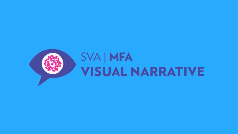 sva | mfa visual narrative beside logo on light blue background
