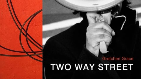 The cover of Two Way Street, a book of street photography by Gretchen Grace, showing two images, one color and one black and white, and two perspectives of New York City.