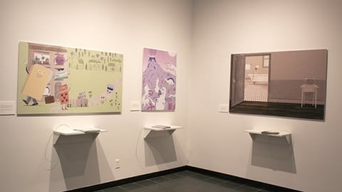 An art display of three paintings