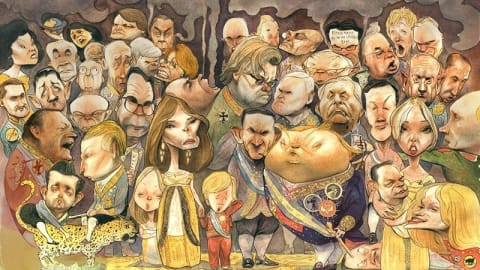 A "family portrait" painting of Donald Trump and his coterie of friends, family, and advisors.
