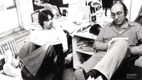 Black and white photo of Walter Bernard and Milton Glaser at work