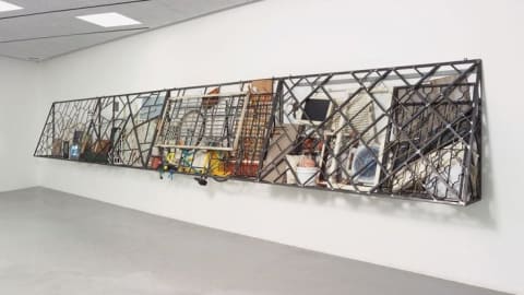 Tsibi Geva, "Lattice," 2015, iron, found objects, installation view at The Israeli Pavilion at the 56th International Art Exhibition La Biennale di Venezia.**