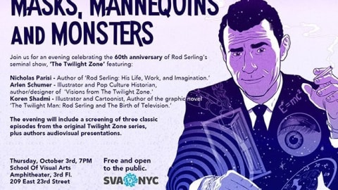 event details and an illustration of Rod Serling