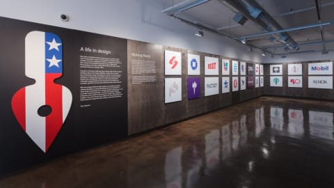 a room filled with the different logos of different companies