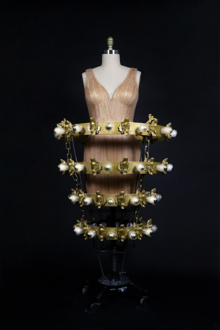 Sculptural dress on mannequin