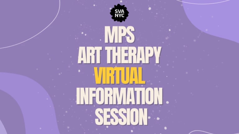 Text on top of a purple background, that reads "MPS ART THERAPY VIRTUAL INFORMATION SESSIONS"