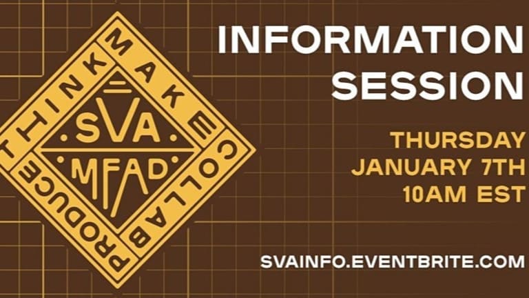 Graphic for SVA MFA Design information session on January 9, 2021, 10:00am