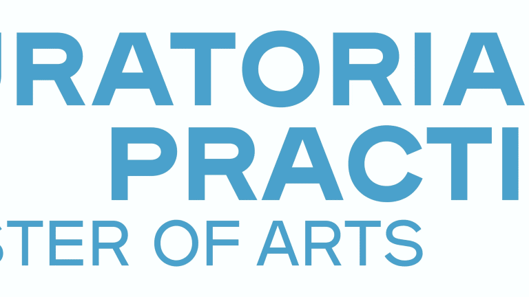 Blue logo for MA Curatorial Practice 