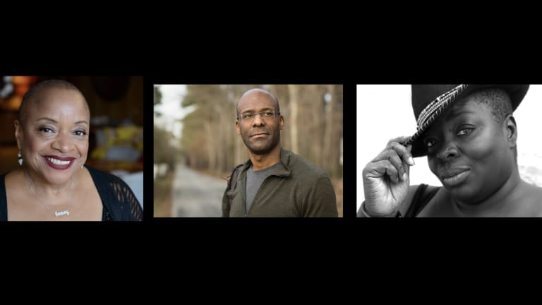(from left to right): Photos of Deborah Willis, Brian Palmer, and Nona Faustine, who are speaking at this event about photographer Maurice Berger