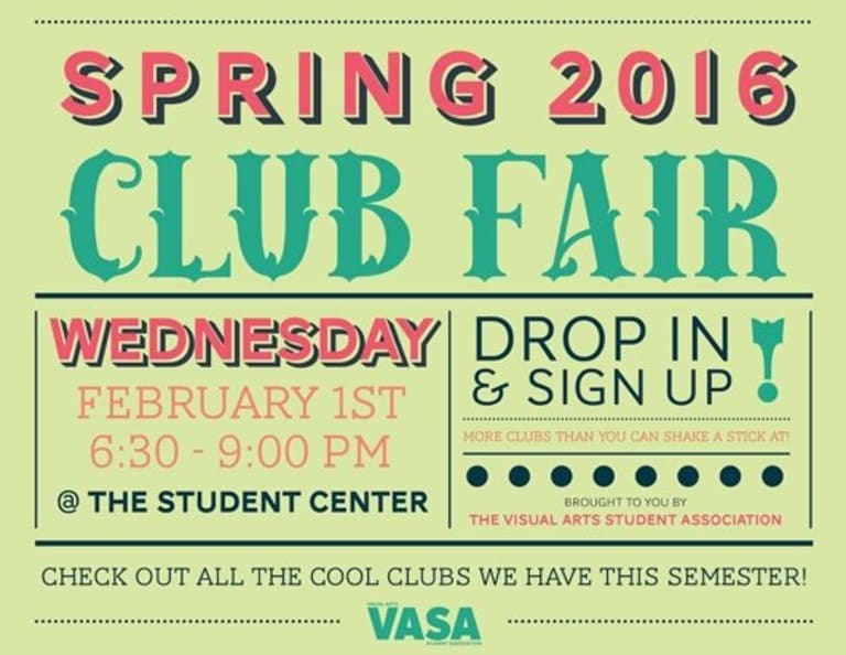 Announcement of a student-association-sponsored fair to take place on february first.