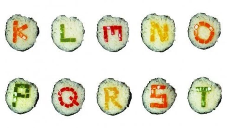 Alphabets on Sushi food
