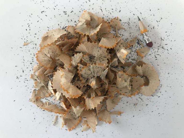 A pile of pencil shavings seen from above