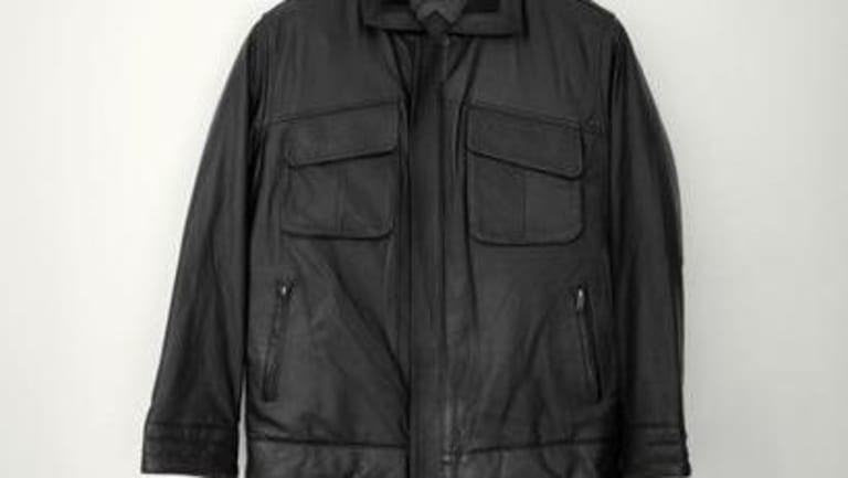 Black leather jacket.