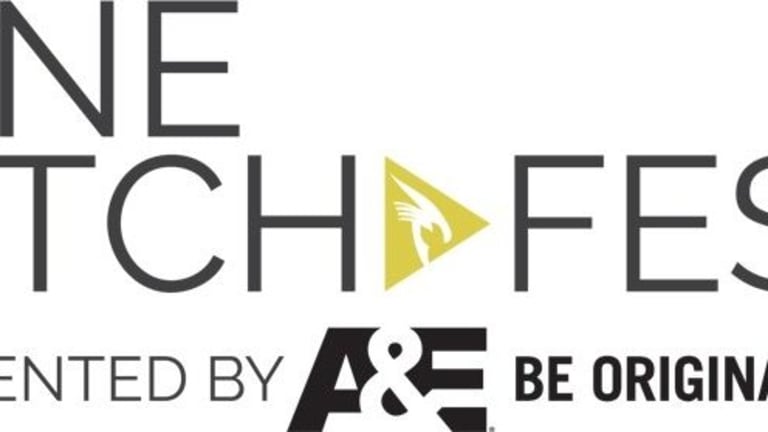 An advertisement for "Cine Pitchfest" presented by A&E