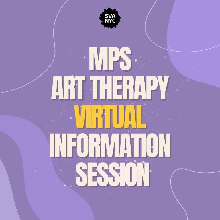 Text on top of a purple background, that reads "MPS ART THERAPY VIRTUAL INFORMATION SESSIONS"