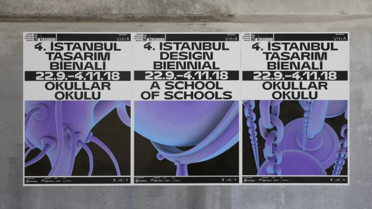 Three posters titled Istanbul Design Biennial, A School of Schools.