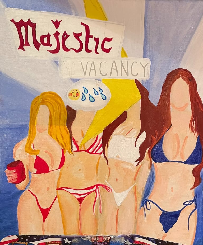 Majestic Vacancy, acrylic and oil on canvas, 2022, 16 x 24 inches