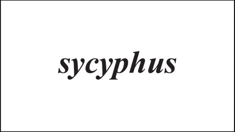 just the word sycyphus in black with white backround
