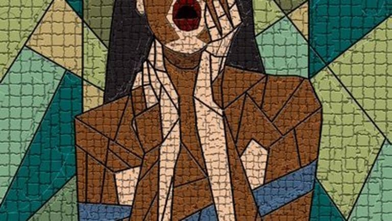 Mosaic of black women screaming.