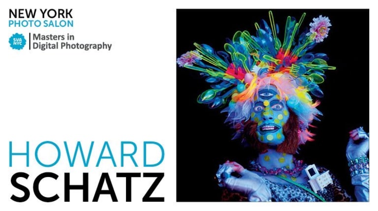 A poster is shown with a man with colorful paint. The name next to it says 'Howard Schatz'.