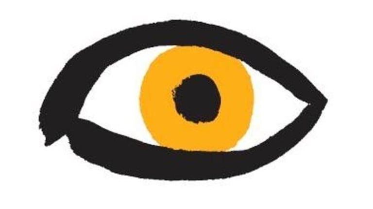 sketch of an eye with an orange iris
